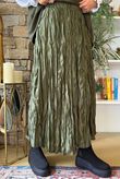 Twisted Sister Crinkle Midi Skirt Khaki